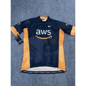Giordana AWS Cycling Jersey Mens XL Orange Navy Vero Pro Short Sleeve Bike